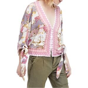 FREE PEOPLE $98 Catch Me If You Can Dolman Sleeve Button Down Blouse Small